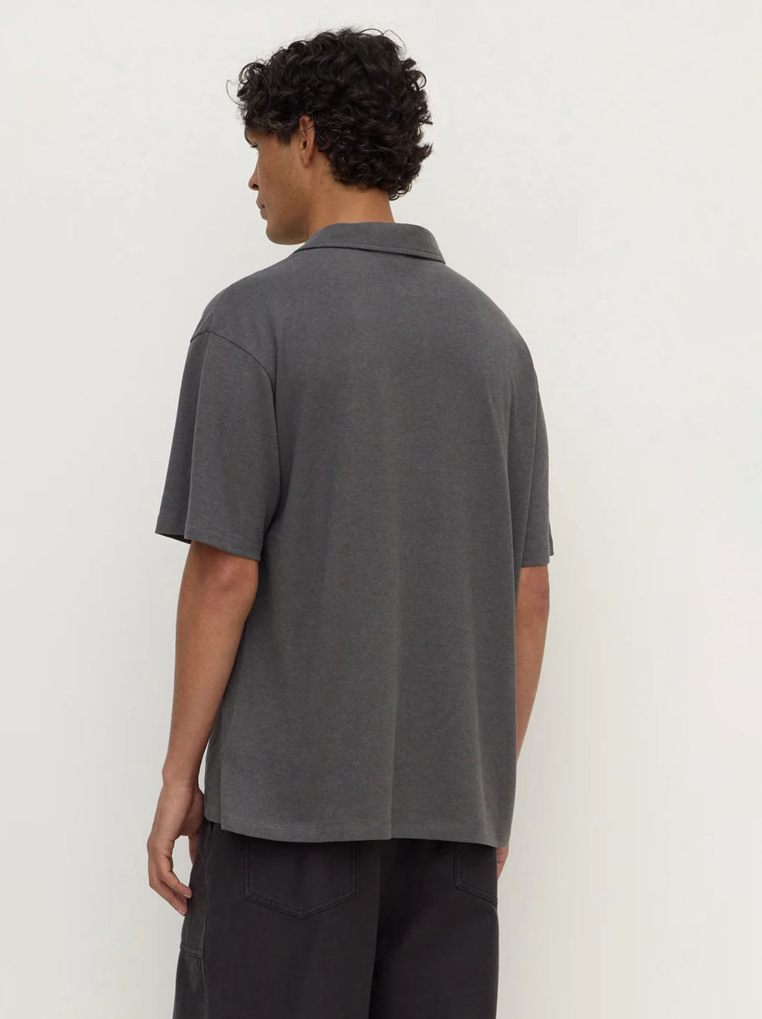 Assembly Label - Alonzo Knit Polo - Washed Charcoal