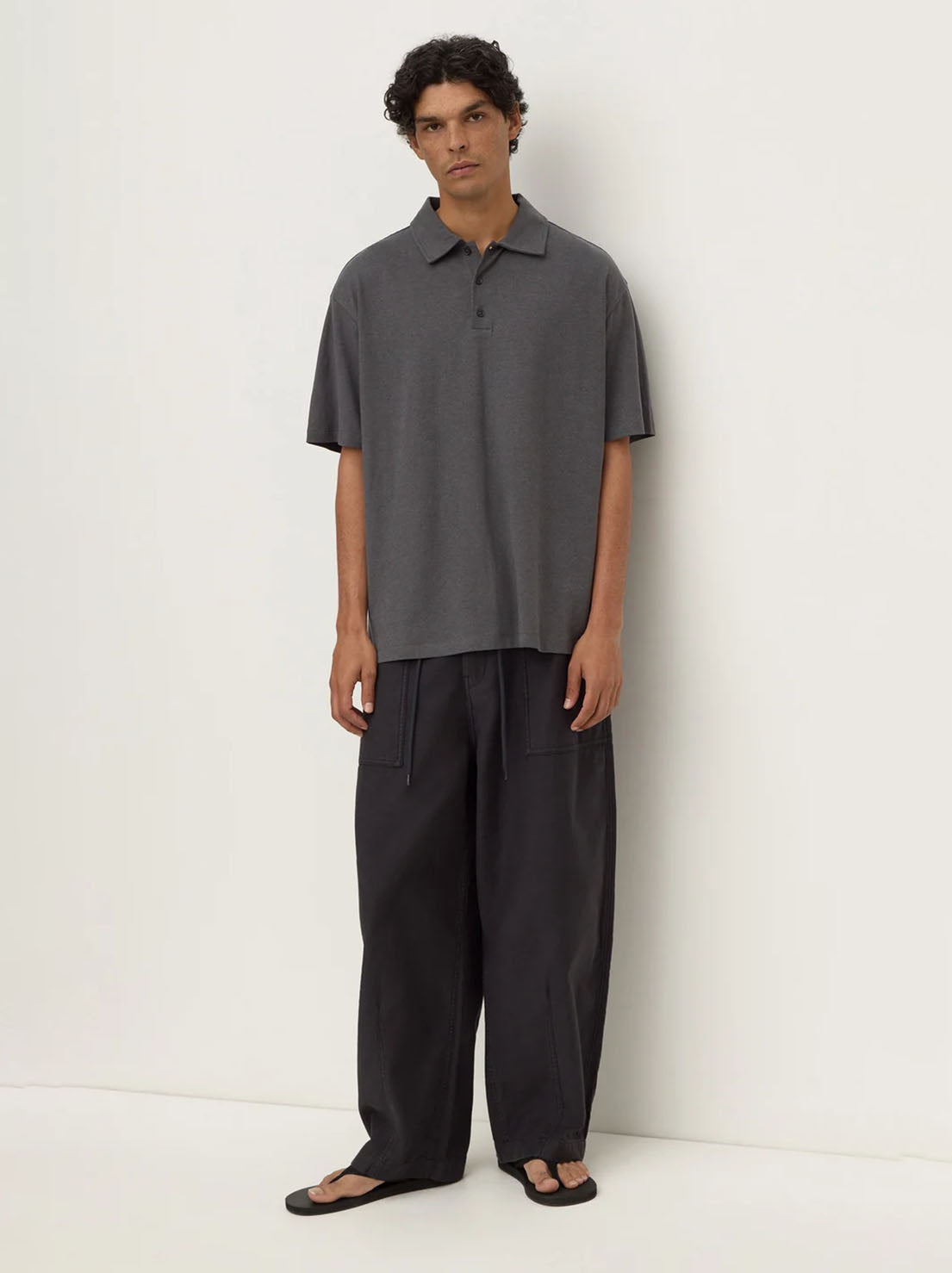 Assembly Label - Alonzo Knit Polo - Washed Charcoal