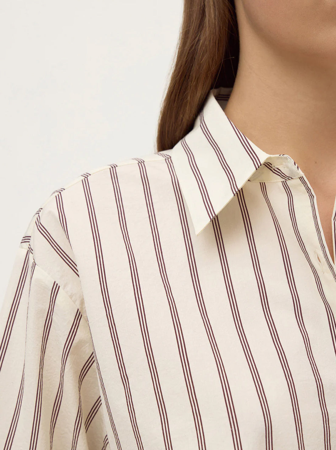 Assembly Label - Amaro Italian Stripe Long Sleeve Shirt - Merlot/White Stripe