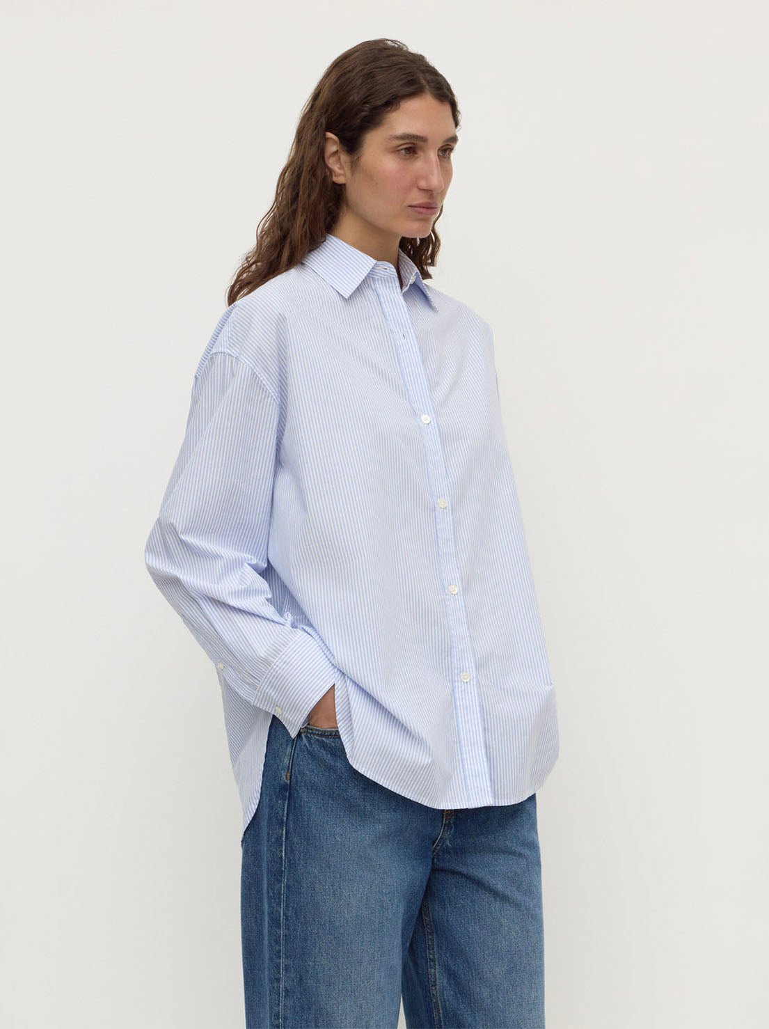 Assembly Label - Avoca Stripe Long Sleeve Shirt - Blue / White Stripe