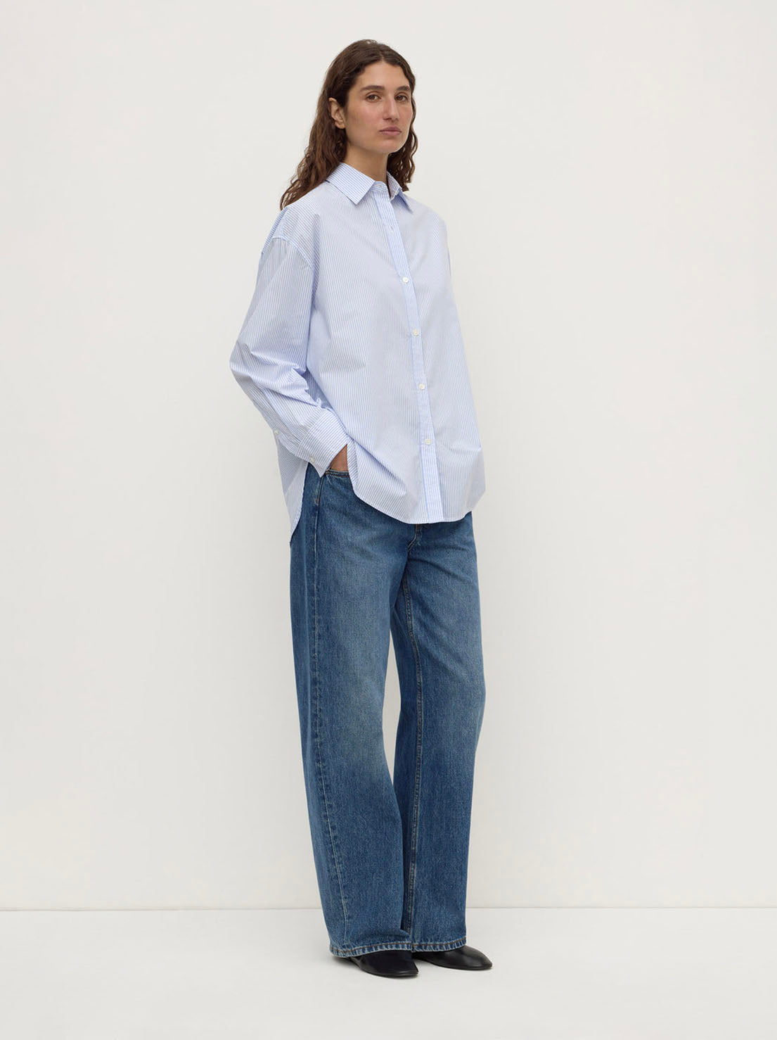 Assembly Label - Avoca Stripe Long Sleeve Shirt - Blue / White Stripe