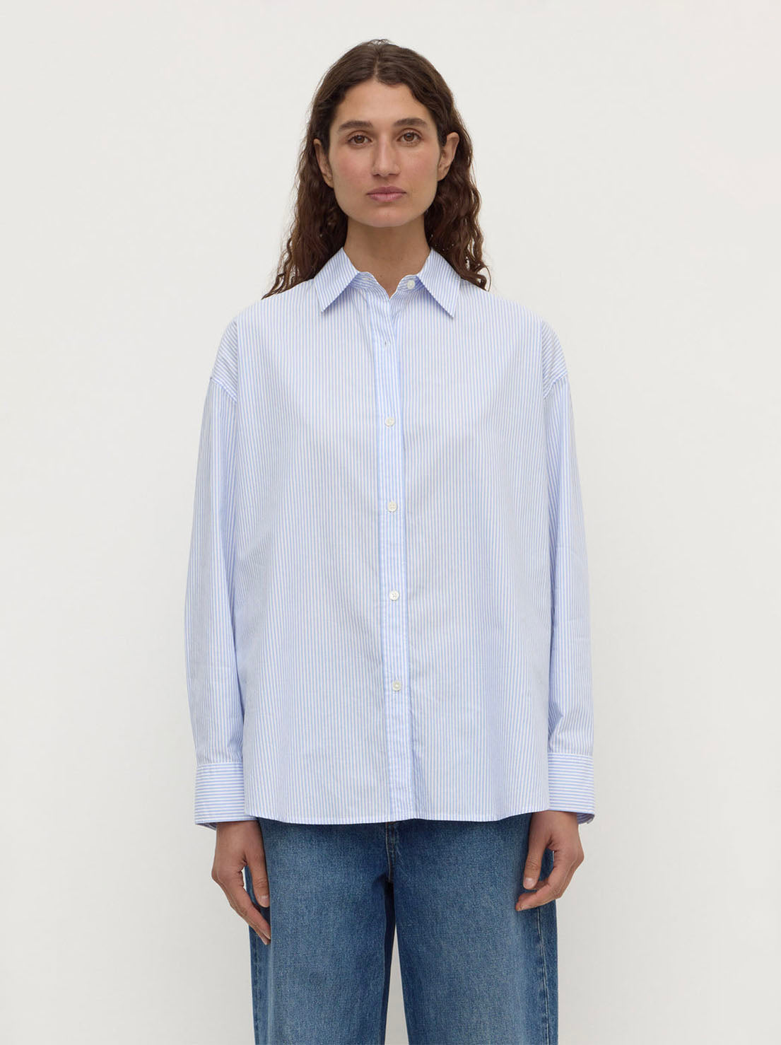 Assembly Label - Avoca Stripe Long Sleeve Shirt - Blue / White Stripe