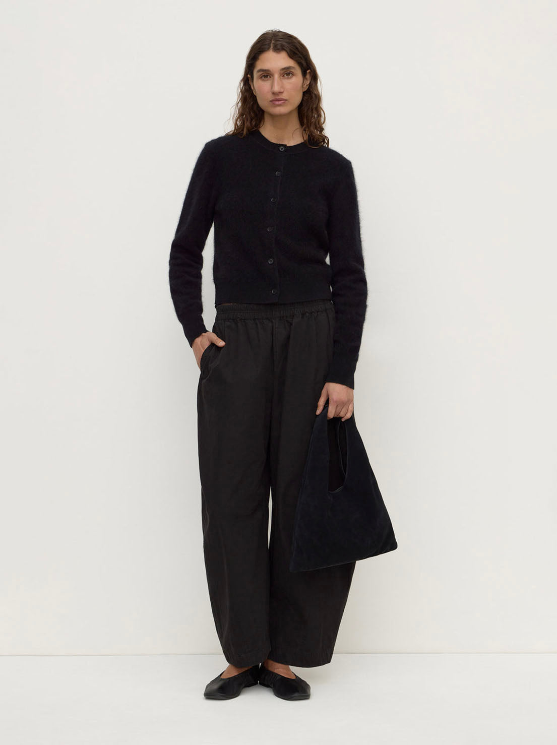 Assembly Label - Carina Merino Wool Long Sleeve Cardigan - Black