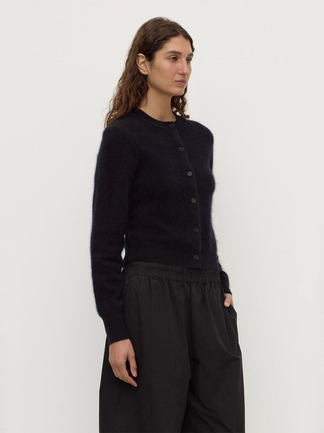 Assembly Label - Carina Merino Wool Long Sleeve Cardigan - Black