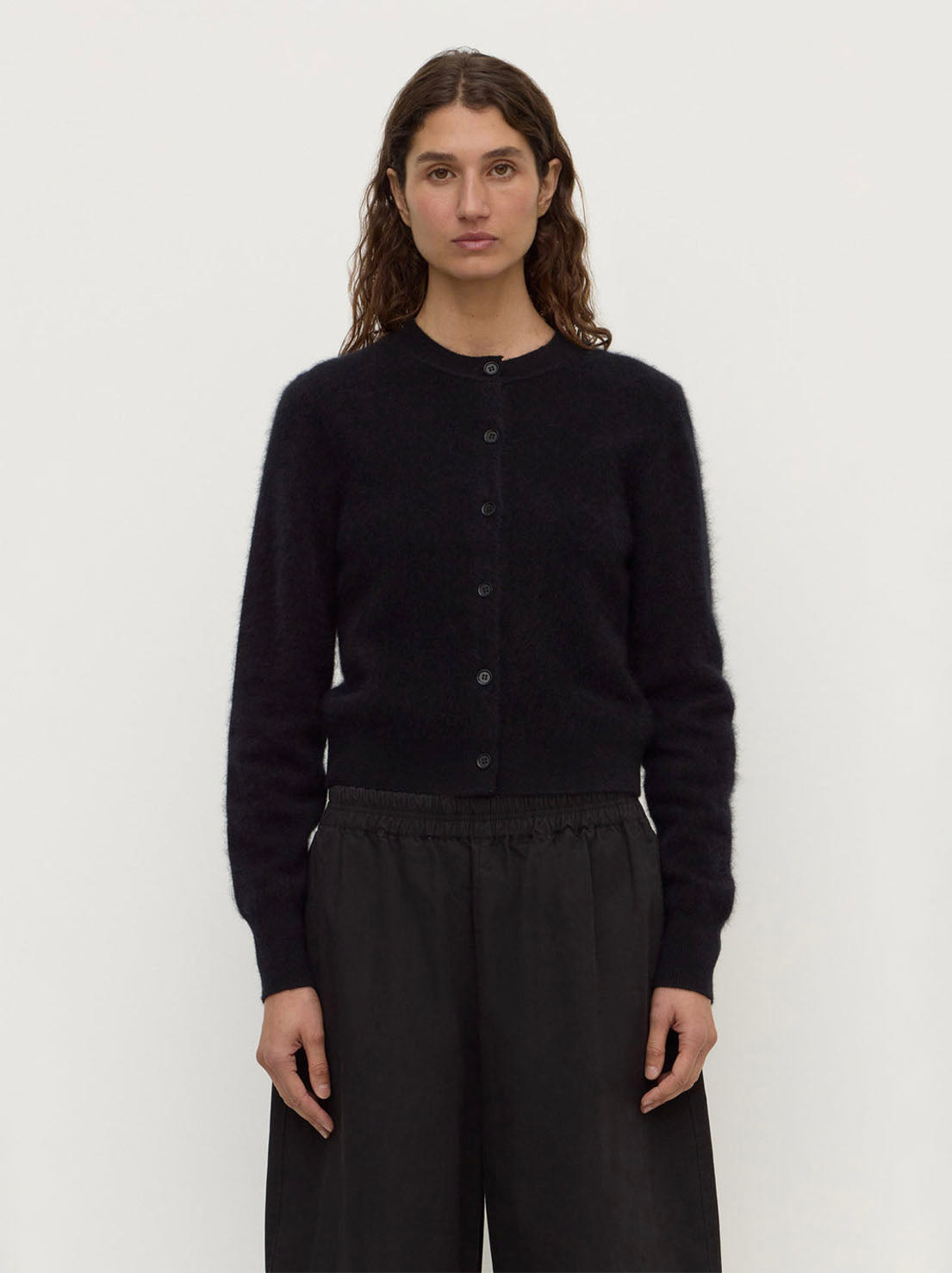 Assembly Label - Carina Merino Wool Long Sleeve Cardigan - Black