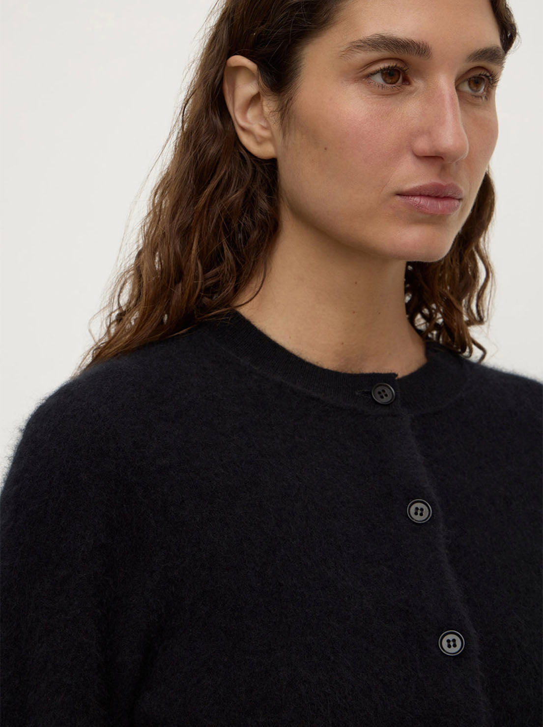Assembly Label - Carina Merino Wool Long Sleeve Cardigan - Black