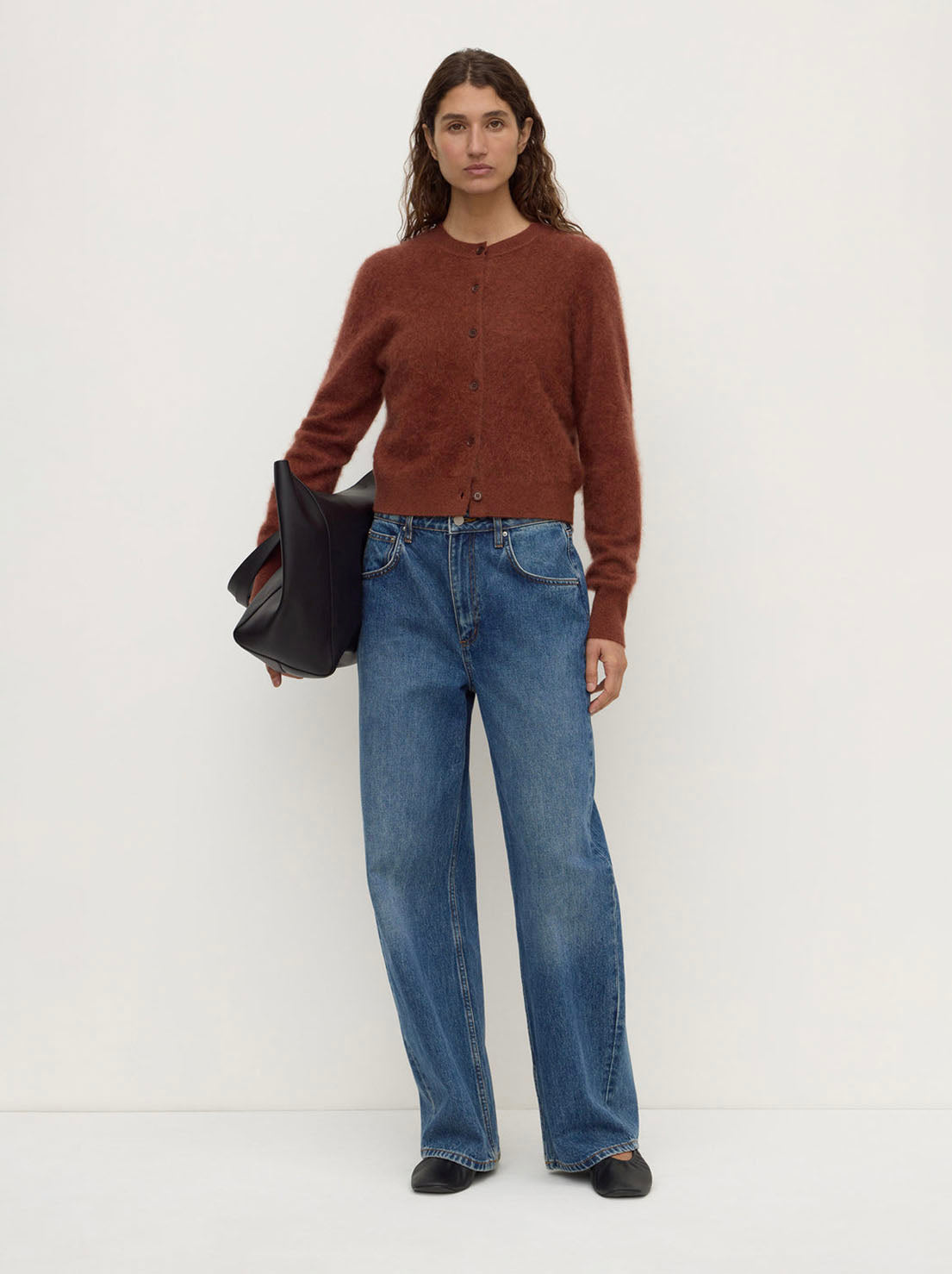 Assembly Label - Carina Merino Wool Long Sleeve Cardigan - Burnt Amber