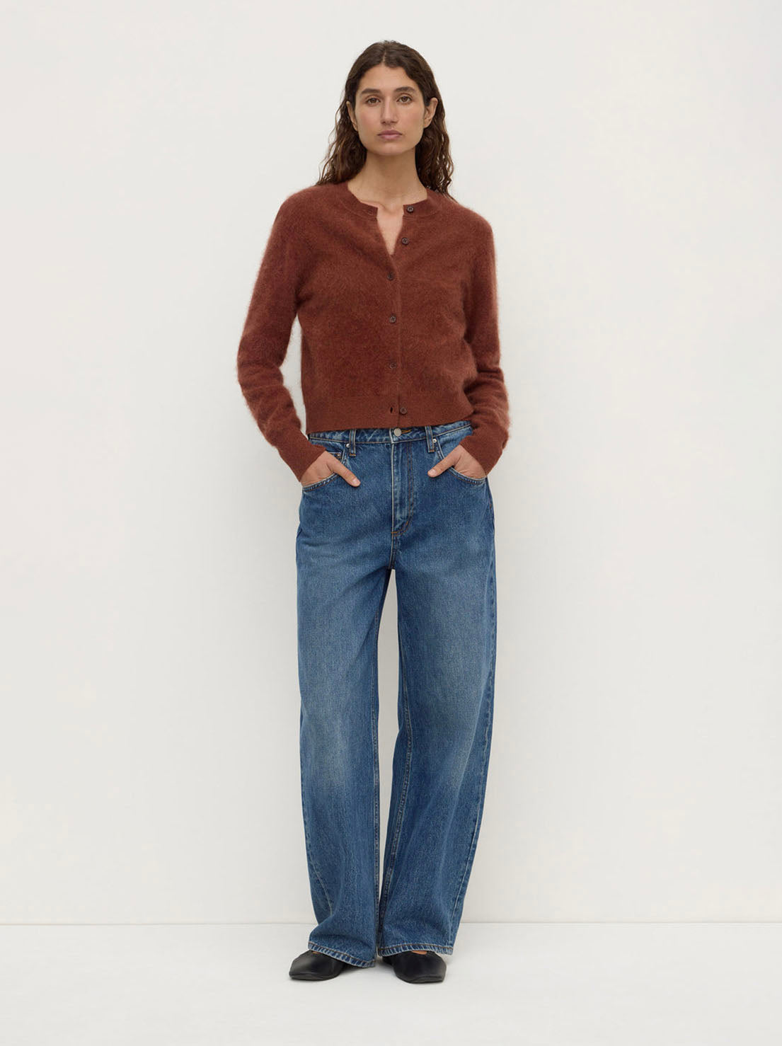 Assembly Label - Carina Merino Wool Long Sleeve Cardigan - Burnt Amber