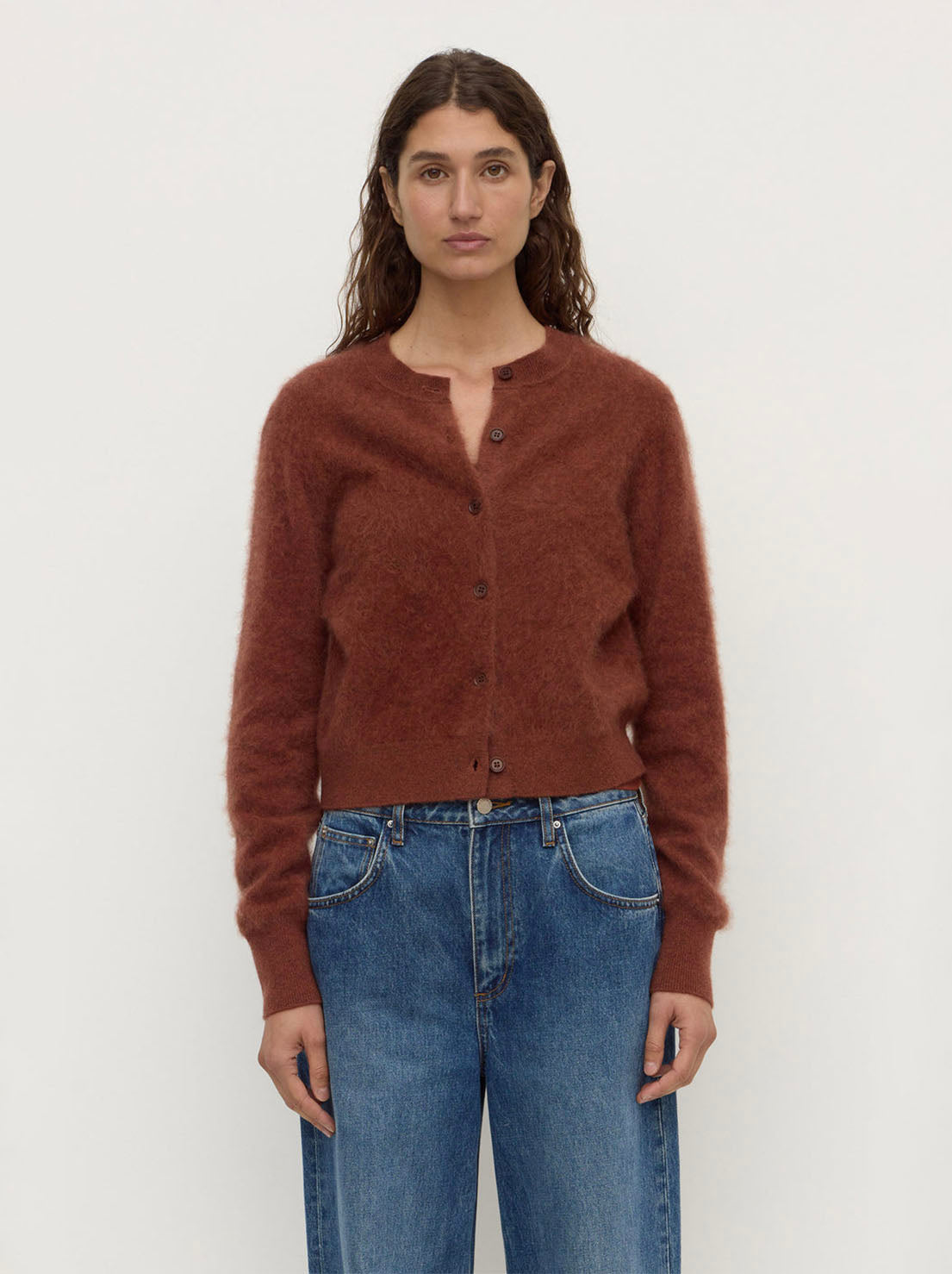Assembly Label - Carina Merino Wool Long Sleeve Cardigan - Burnt Amber