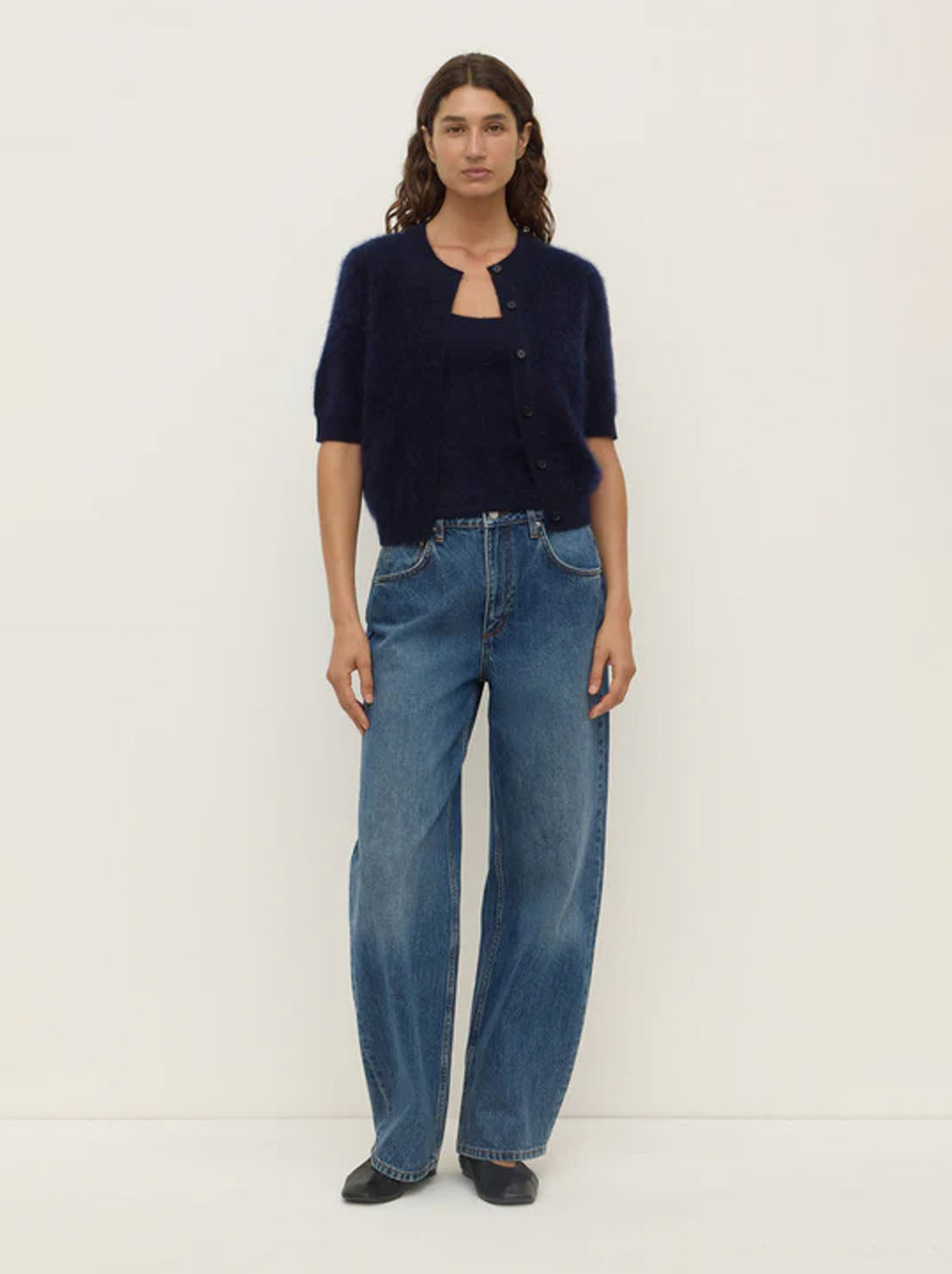 Assembly Label - Carina Wool Short Sleeve Cardigan - True Navy