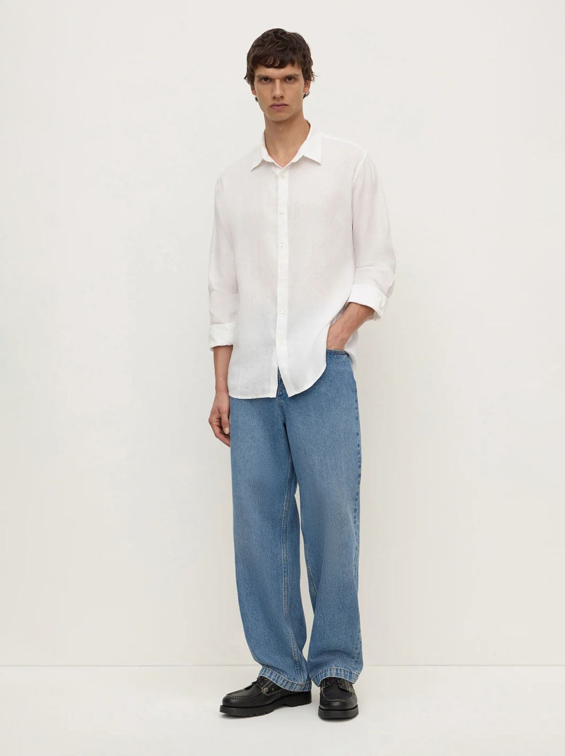 Assembly Label - Everyday Mens Linen LS Shirt - White