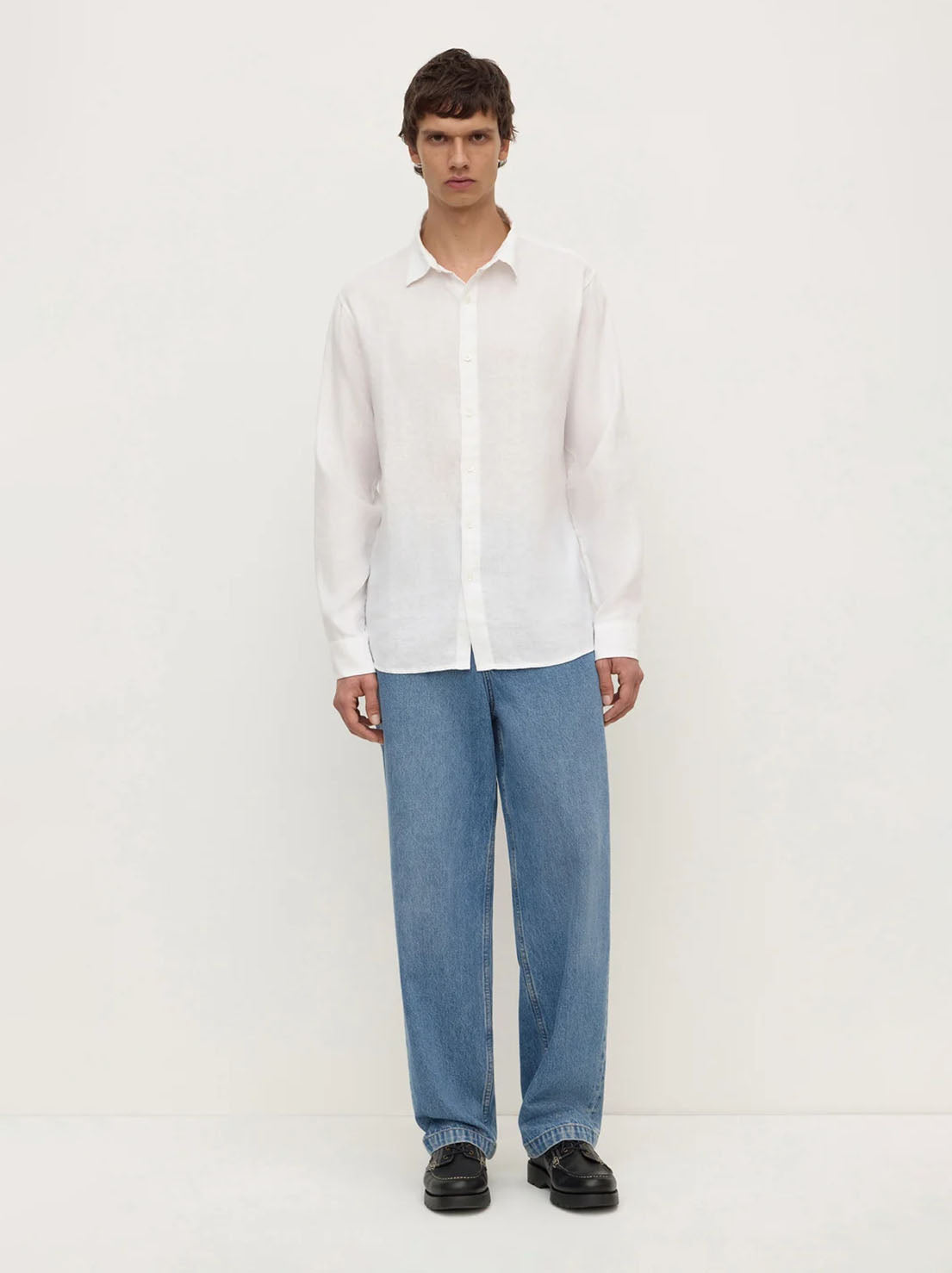 Assembly Label - Everyday Mens Linen LS Shirt - White