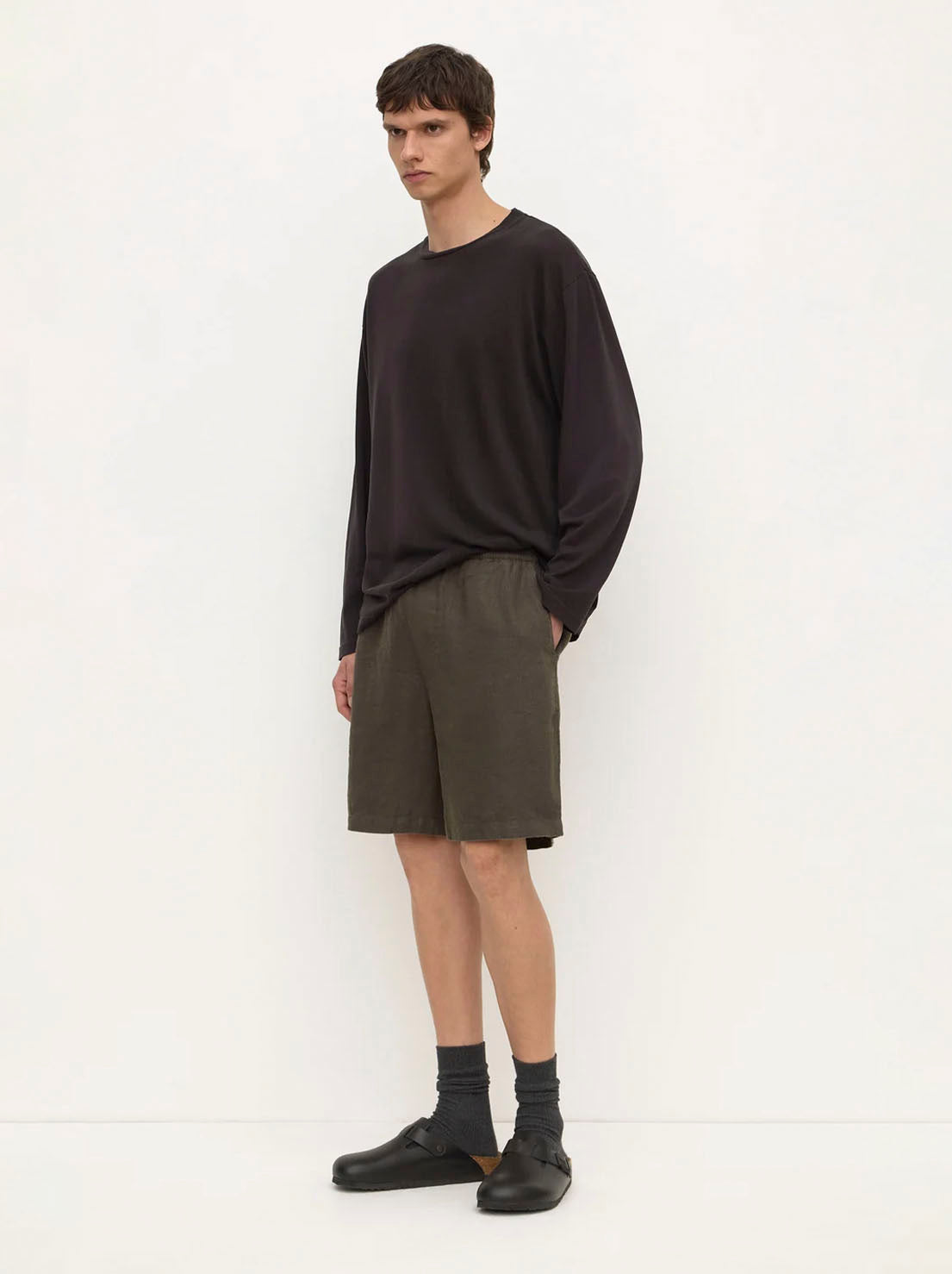 Assembly Label - Finley Linen Short - Dark Military
