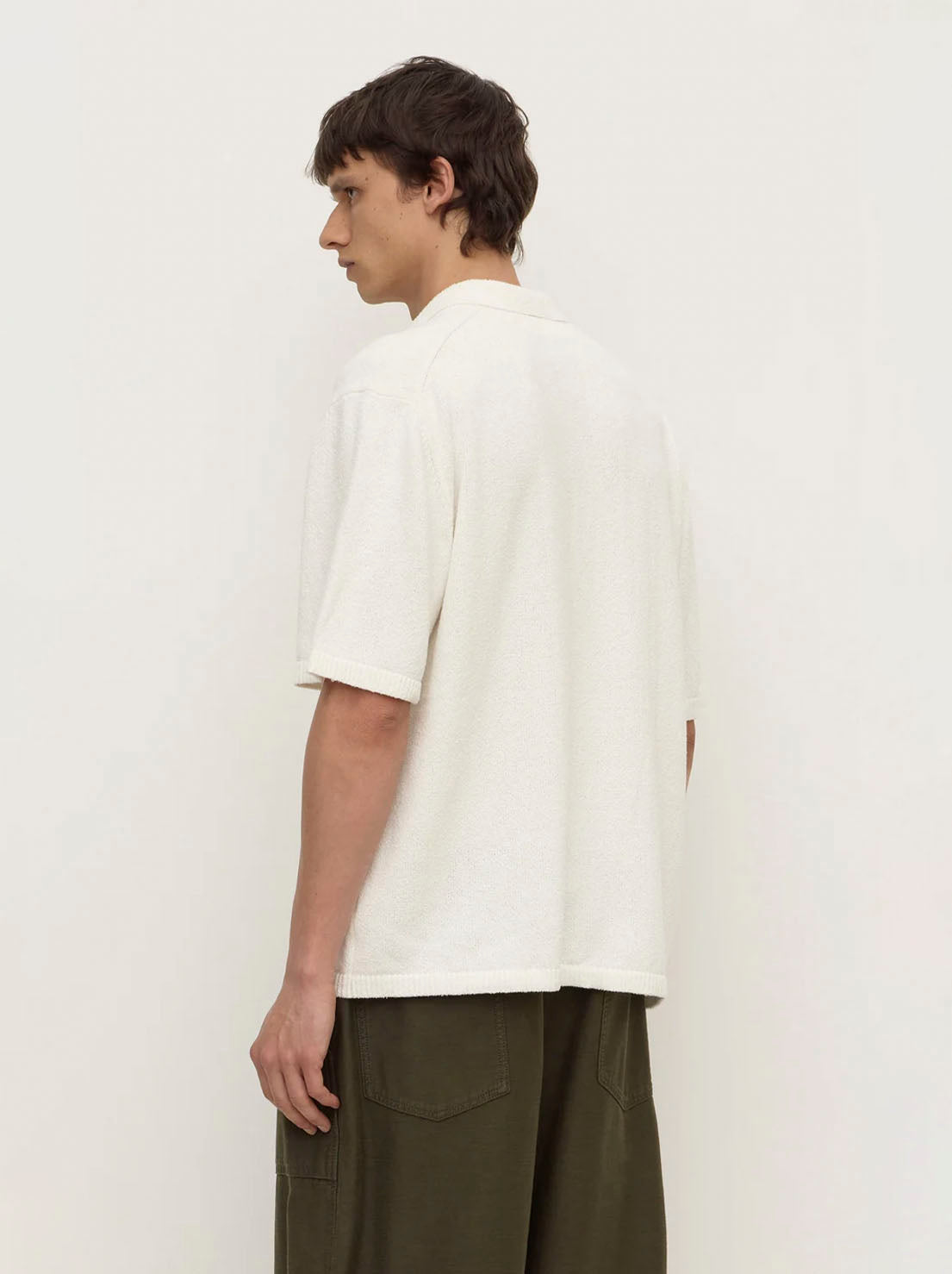 Assembly Label - Lance Boucle Knit Short Sleeve Shirt - Cream