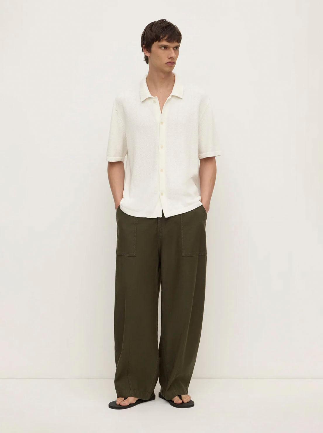 Assembly Label - Lance Boucle Knit Short Sleeve Shirt - Cream