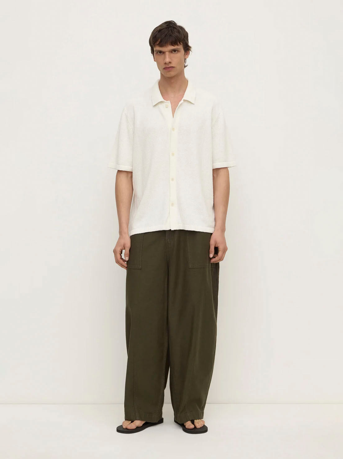 Assembly Label - Lance Boucle Knit Short Sleeve Shirt - Cream