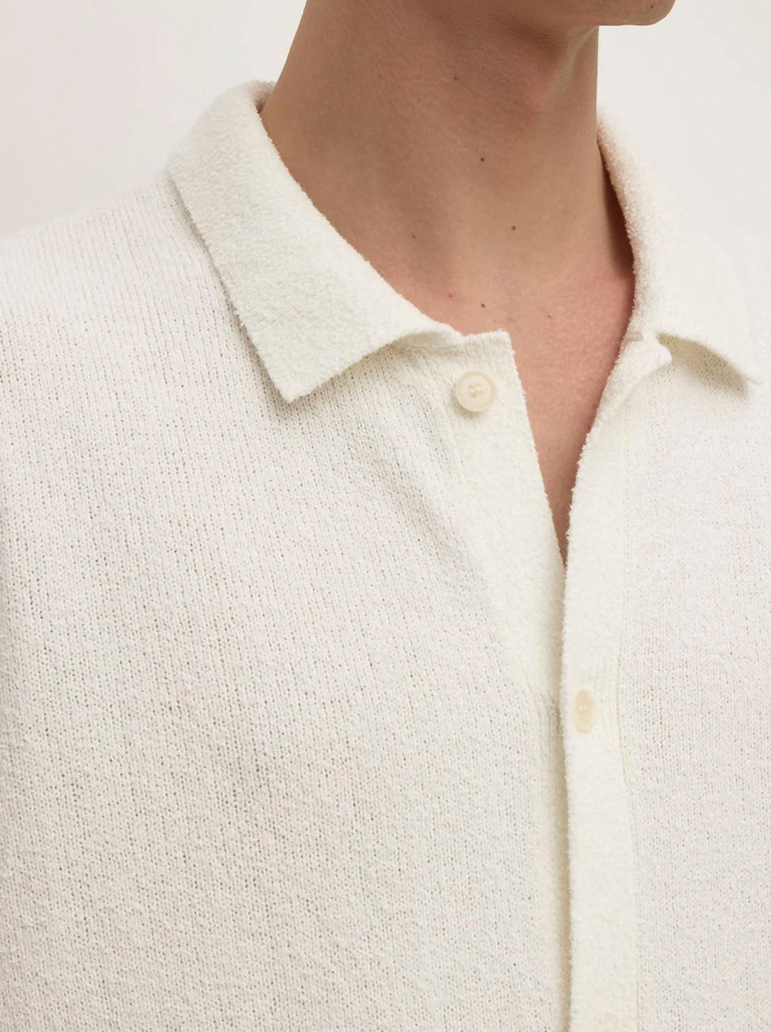 Assembly Label - Lance Boucle Knit Short Sleeve Shirt - Cream