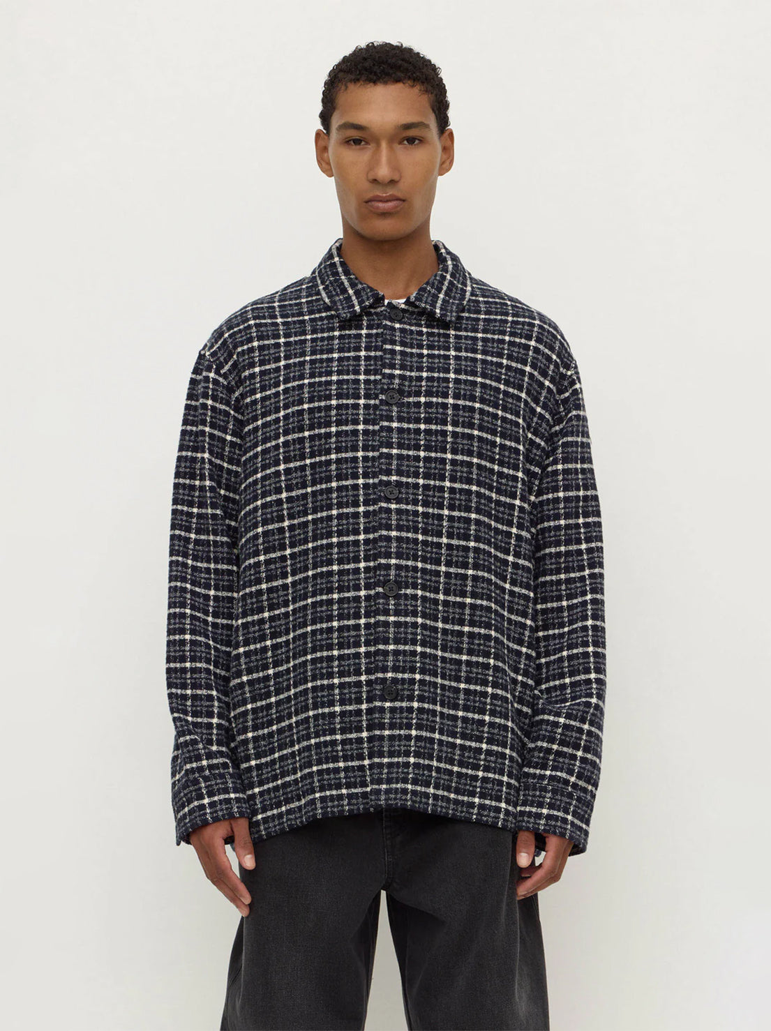 Assembly Label - Leo Check Long Sleeve Shirt - True Navy / Cream