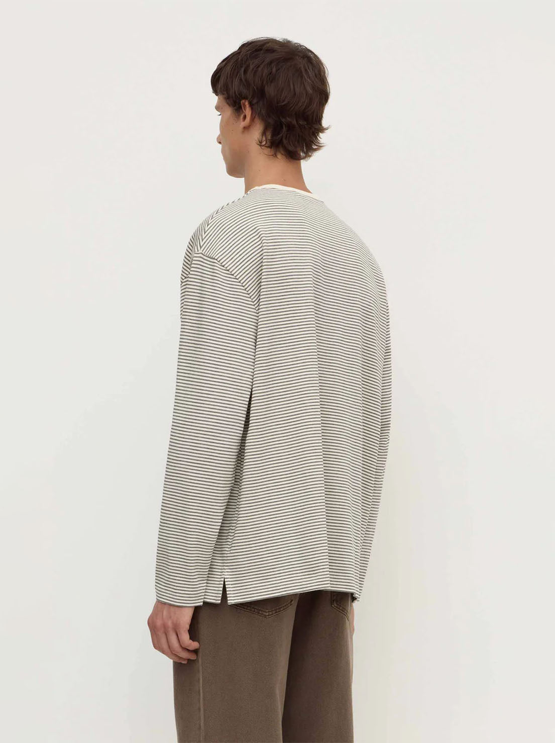Assembly Label - Malone Stripe Long Sleeve Tee - Black / Cream Stripe