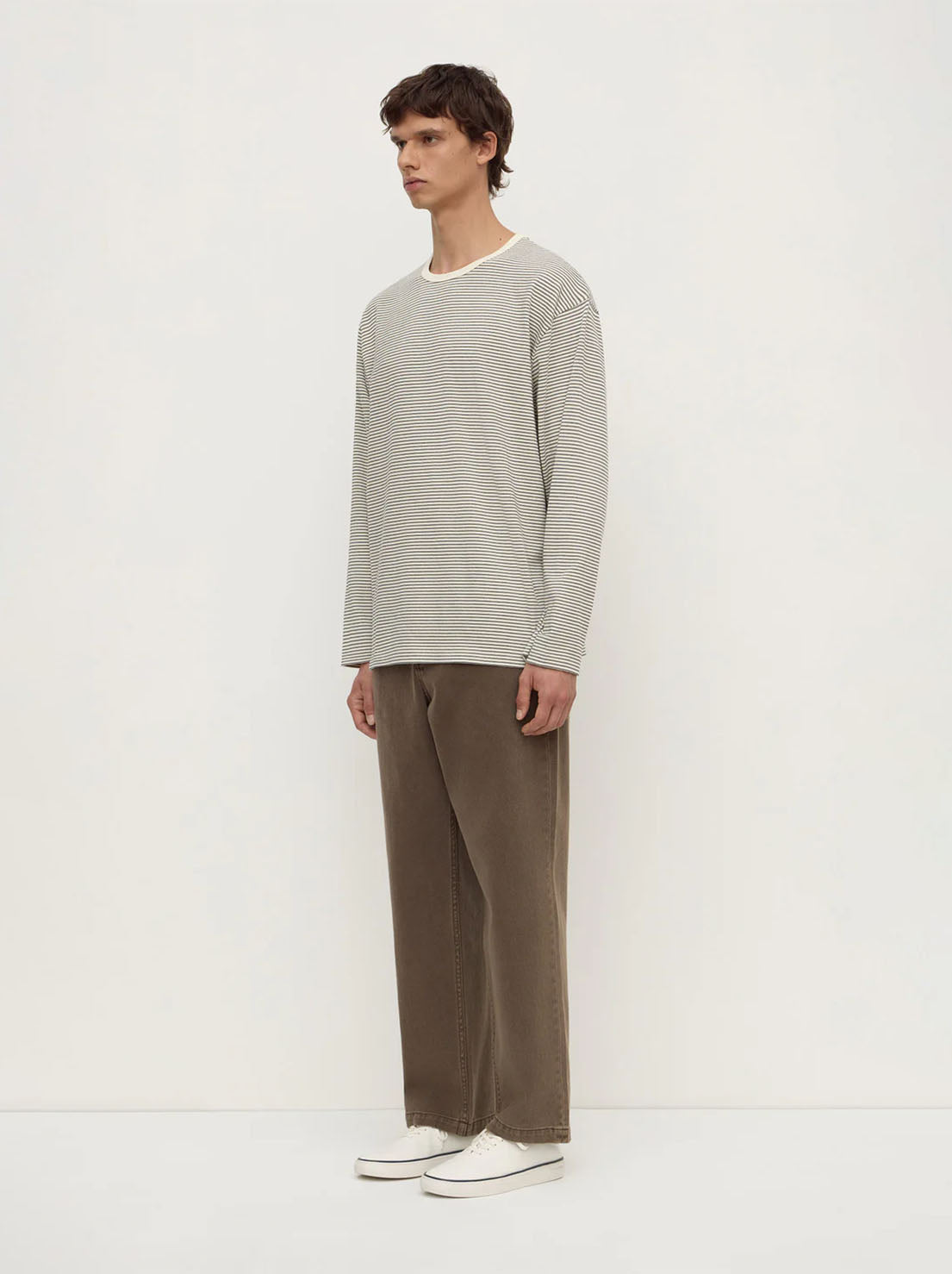 Assembly Label - Malone Stripe Long Sleeve Tee - Black / Cream Stripe