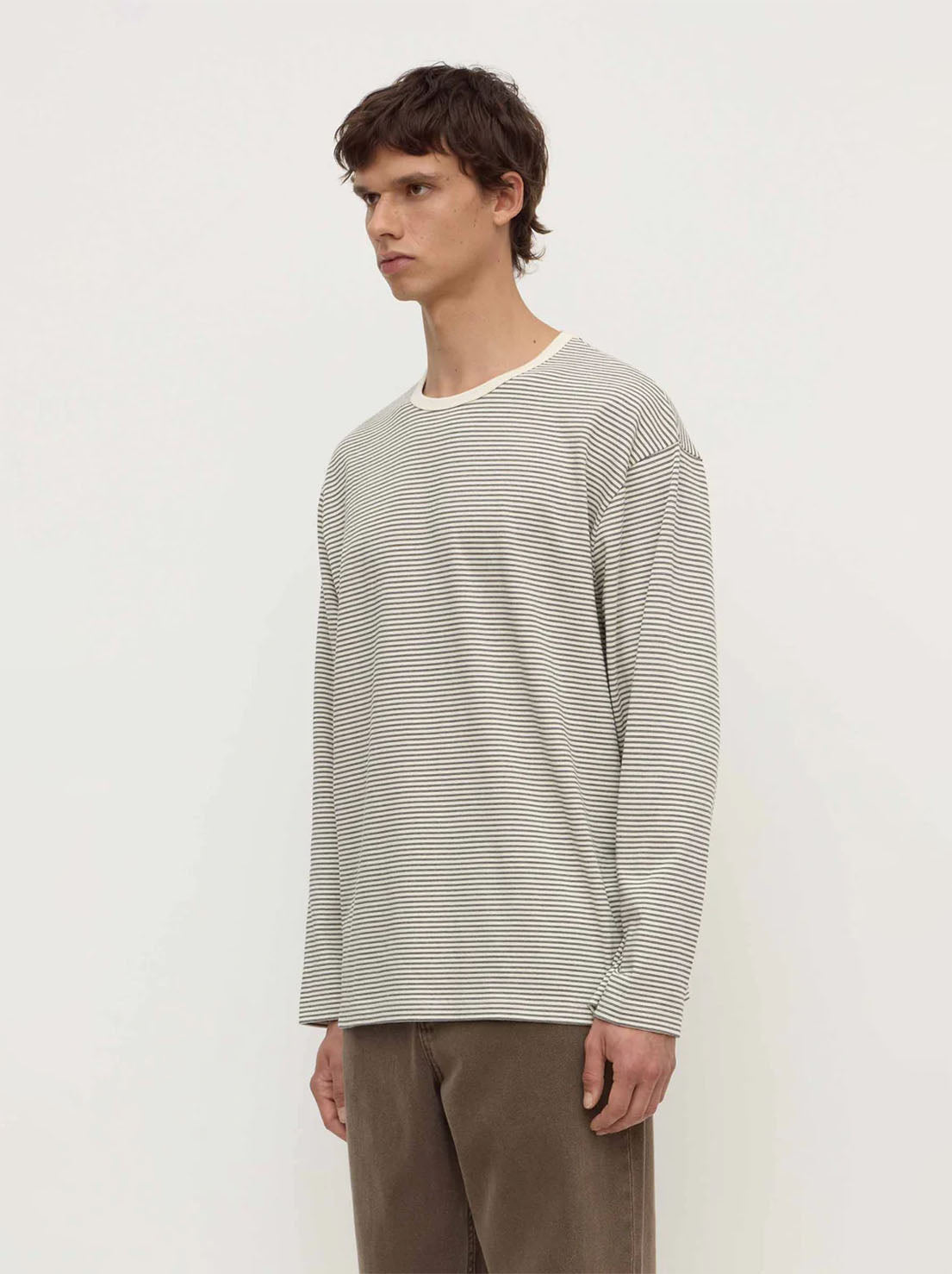Assembly Label - Malone Stripe Long Sleeve Tee - Black / Cream Stripe