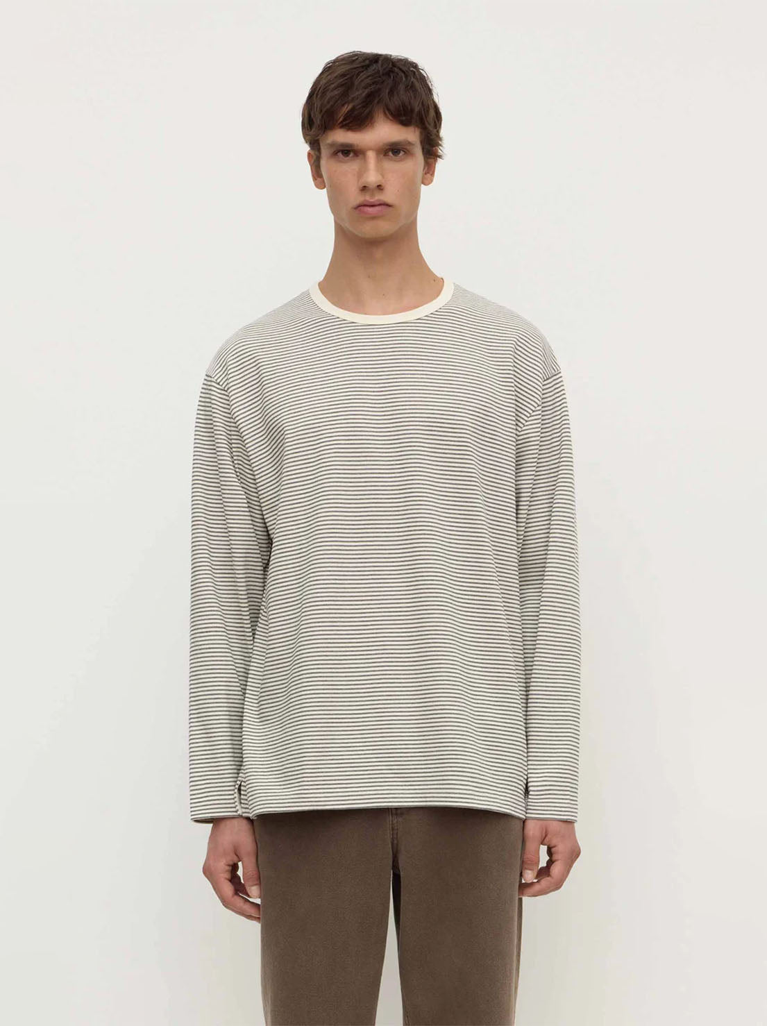 Assembly Label - Malone Stripe Long Sleeve Tee - Black / Cream Stripe