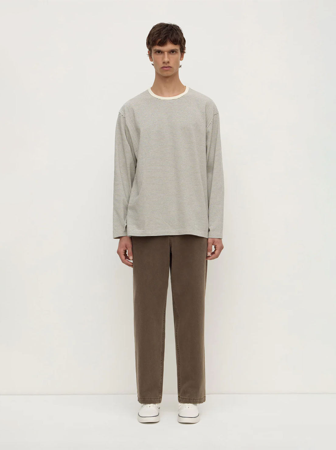 Assembly Label - Malone Stripe Long Sleeve Tee - Black / Cream Stripe