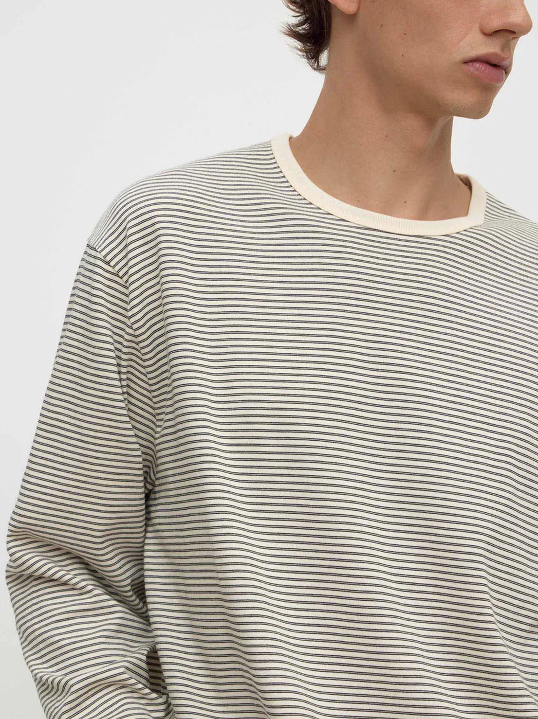 Assembly Label - Malone Stripe Long Sleeve Tee - Black / Cream Stripe