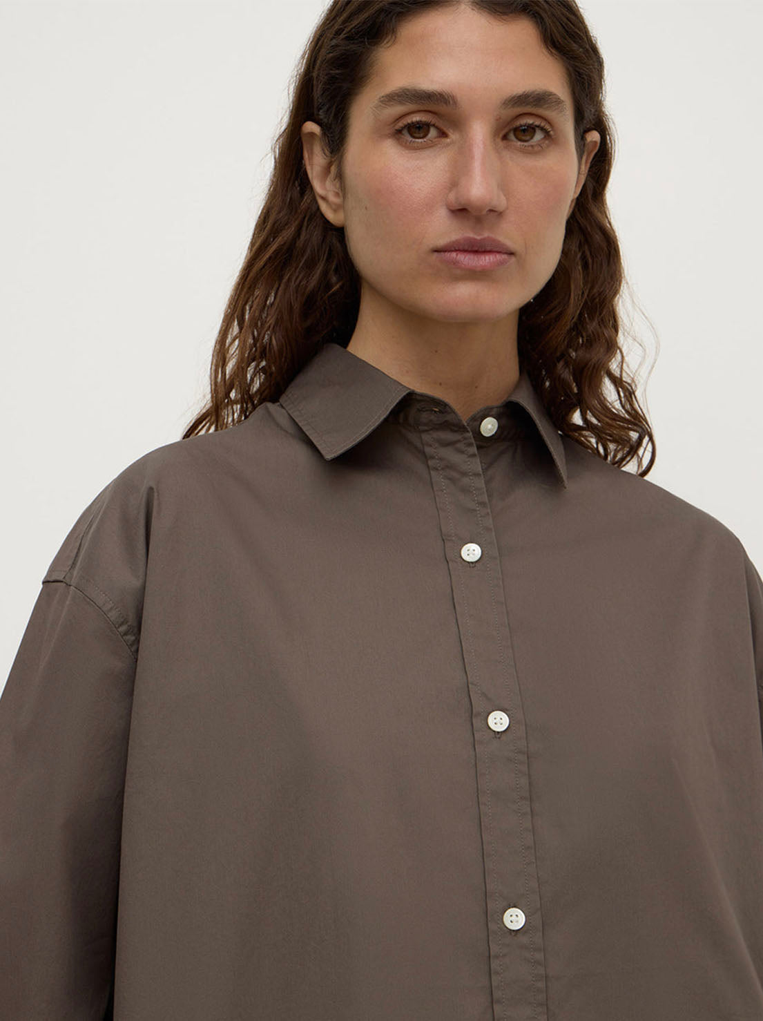 Assembly Label - Marigold Poplin Long Sleeve Shirt - Bark