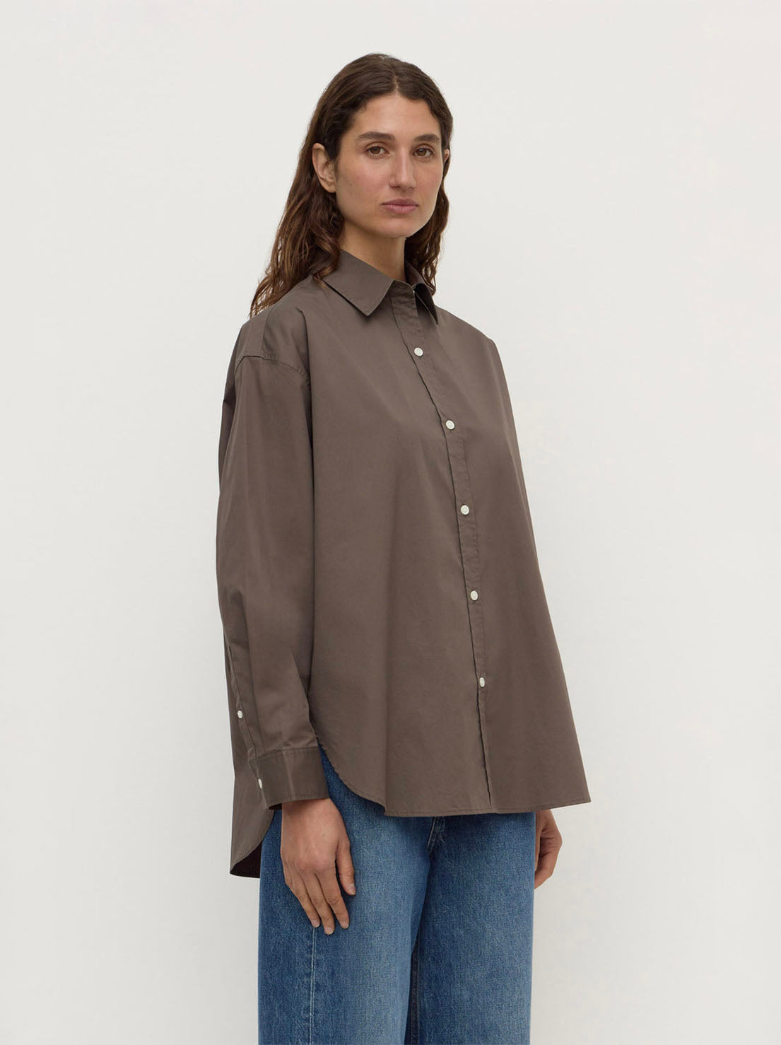 Assembly Label - Marigold Poplin Long Sleeve Shirt - Bark