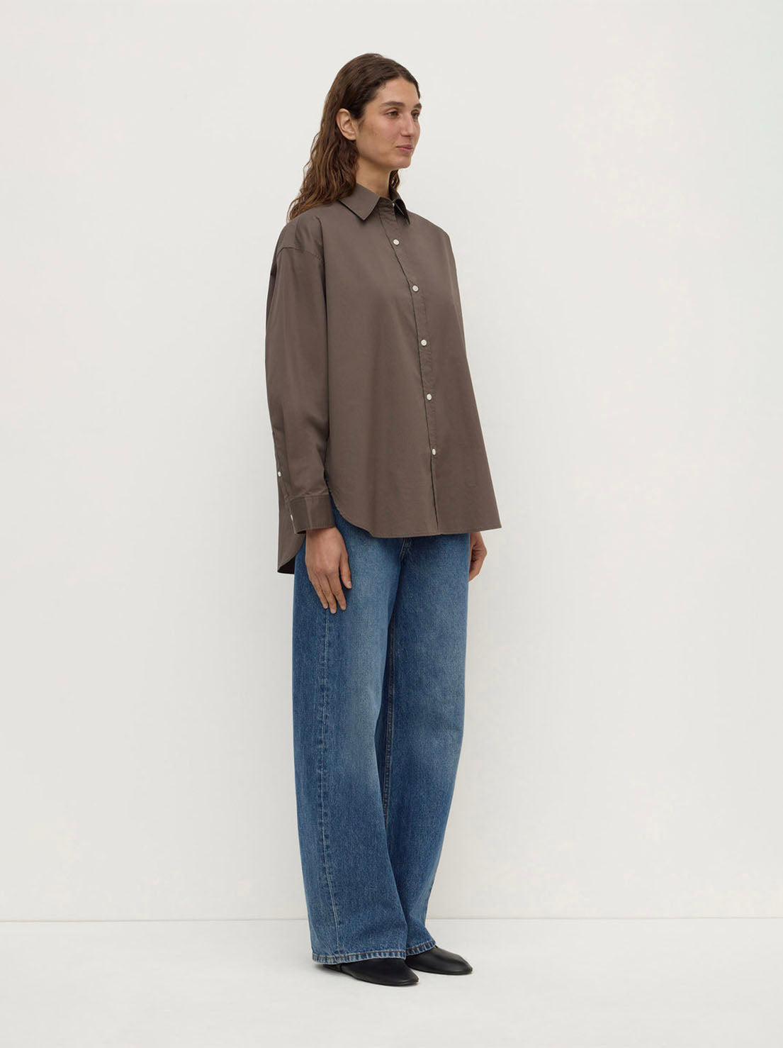 Assembly Label - Marigold Poplin Long Sleeve Shirt - Bark