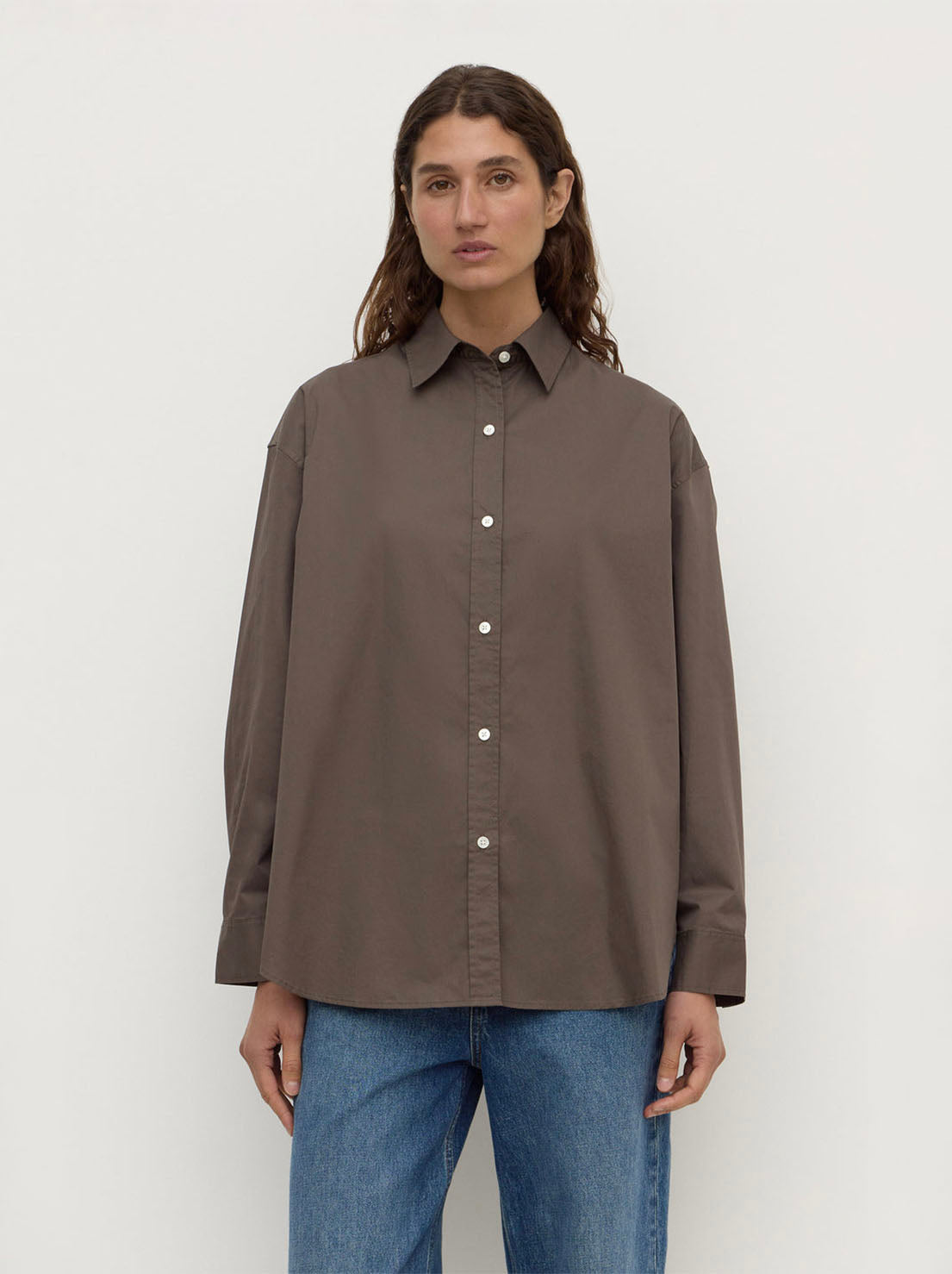 Assembly Label - Marigold Poplin Long Sleeve Shirt - Bark