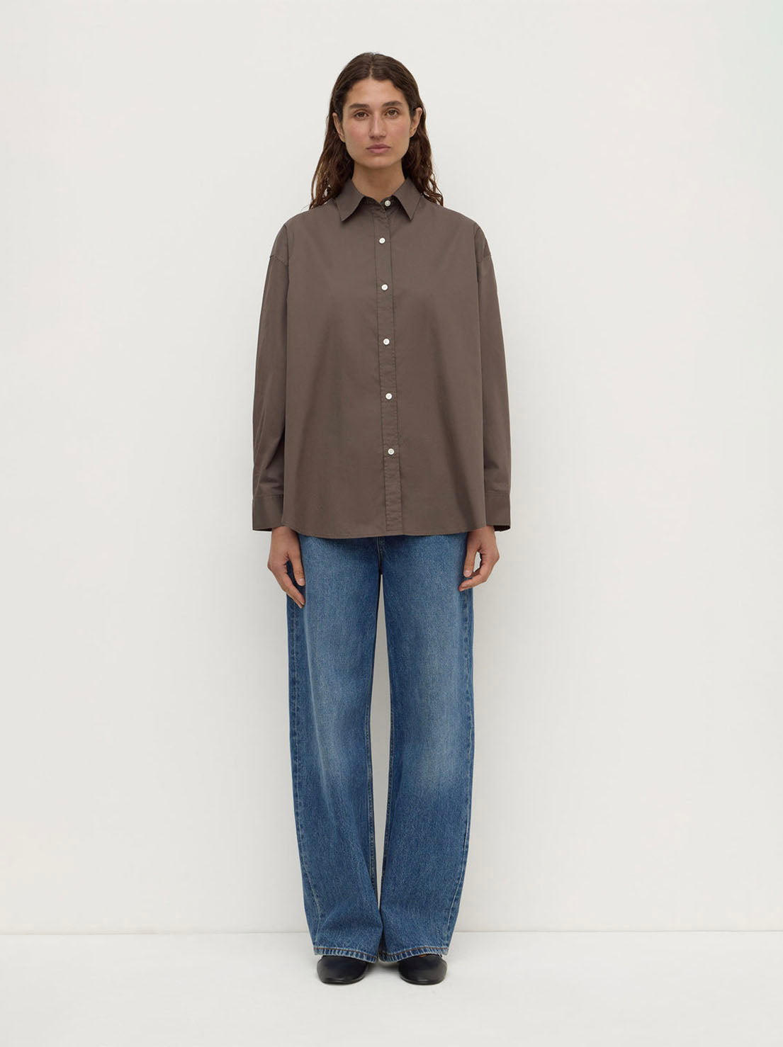 Assembly Label - Marigold Poplin Long Sleeve Shirt - Bark