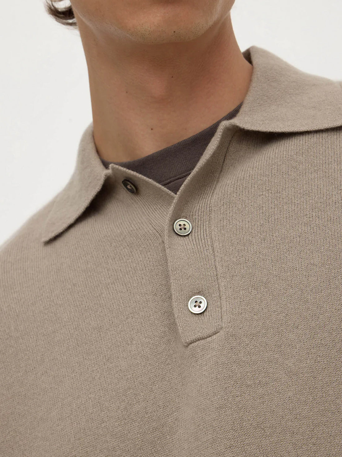 Assembly Label - Mens Cashmere Polo - Ash Grey