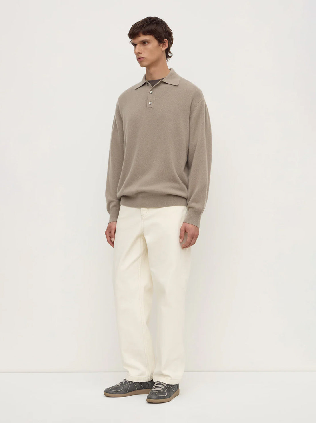Assembly Label - Mens Cashmere Polo - Ash Grey