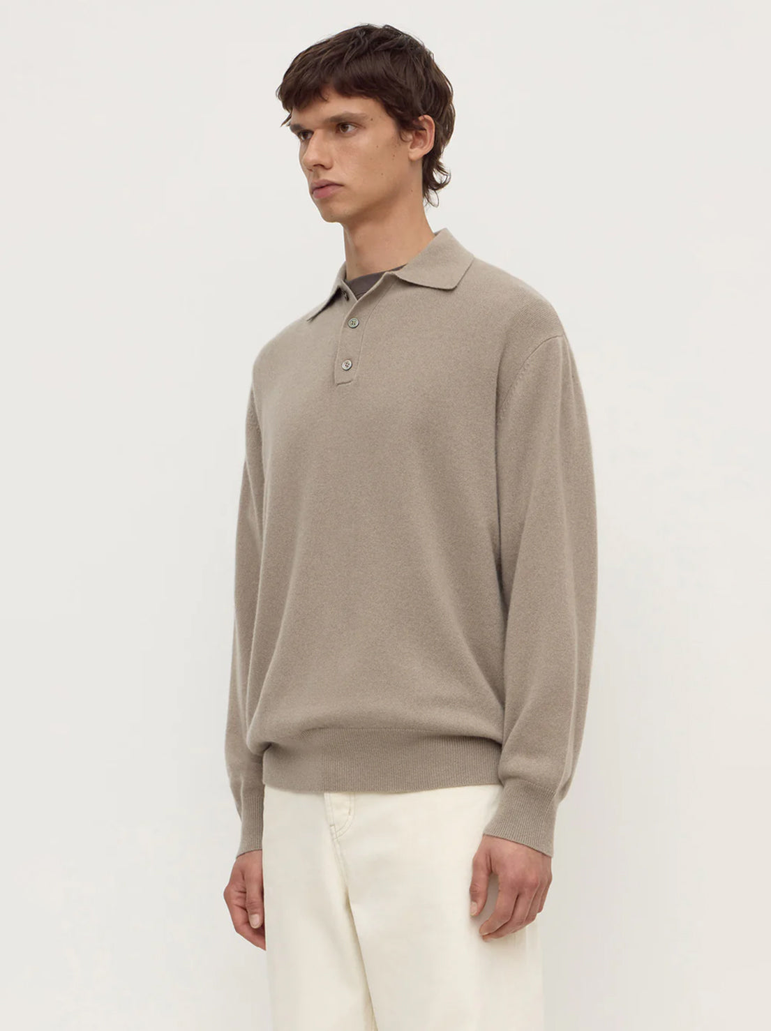 Assembly Label - Mens Cashmere Polo - Ash Grey
