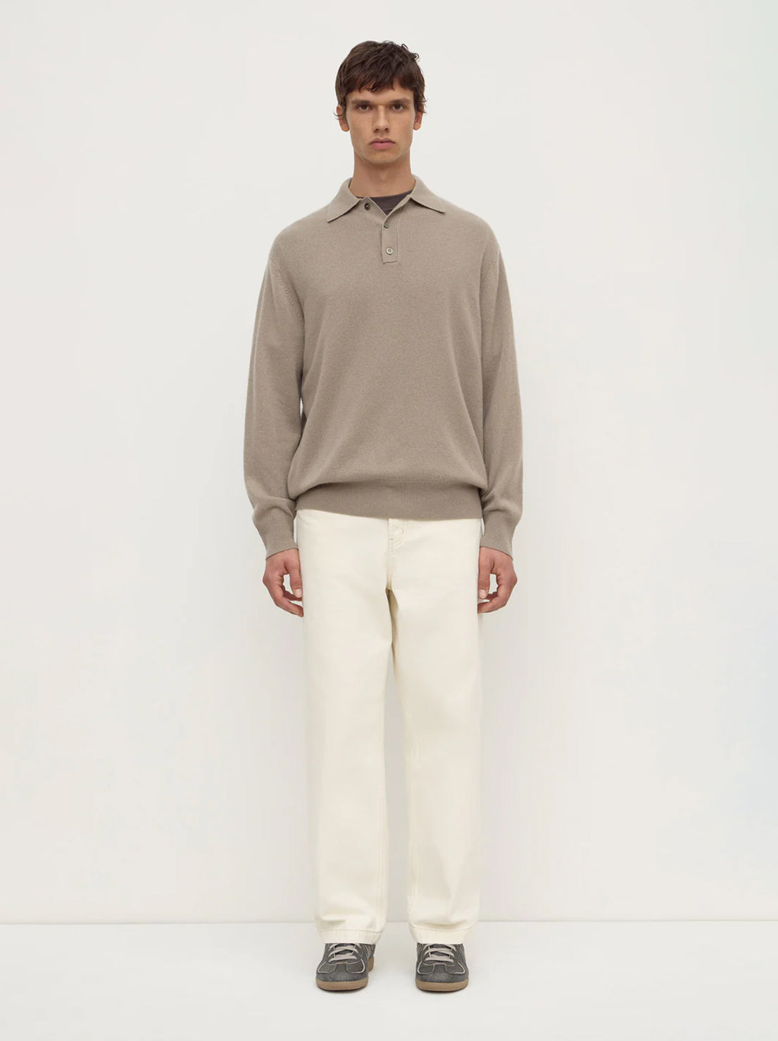 Assembly Label - Mens Cashmere Polo - Ash Grey