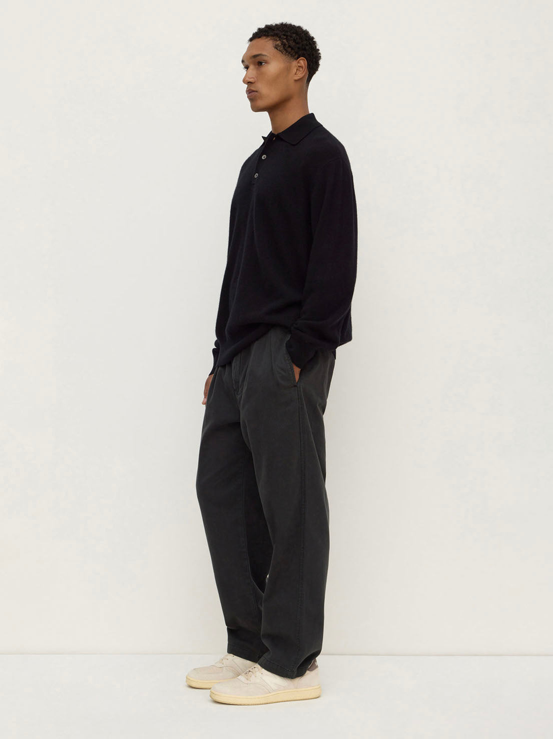 Assembly Label - Mens Cashmere Polo - Black
