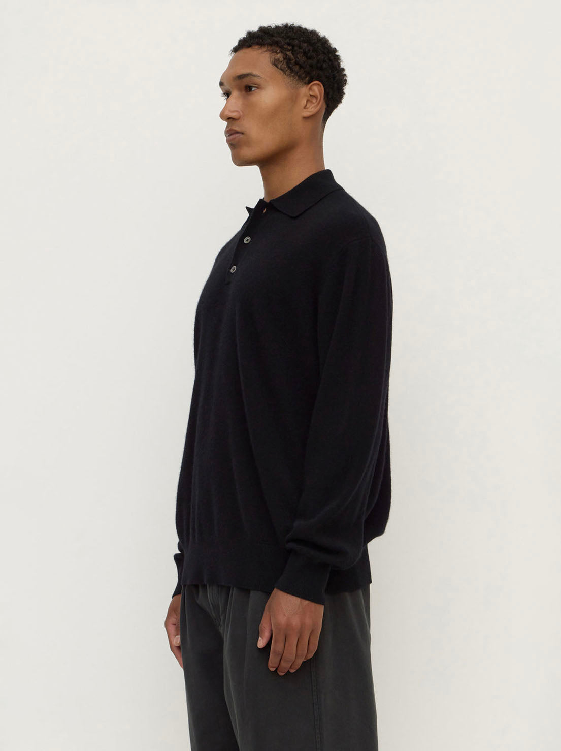 Assembly Label - Mens Cashmere Polo - Black