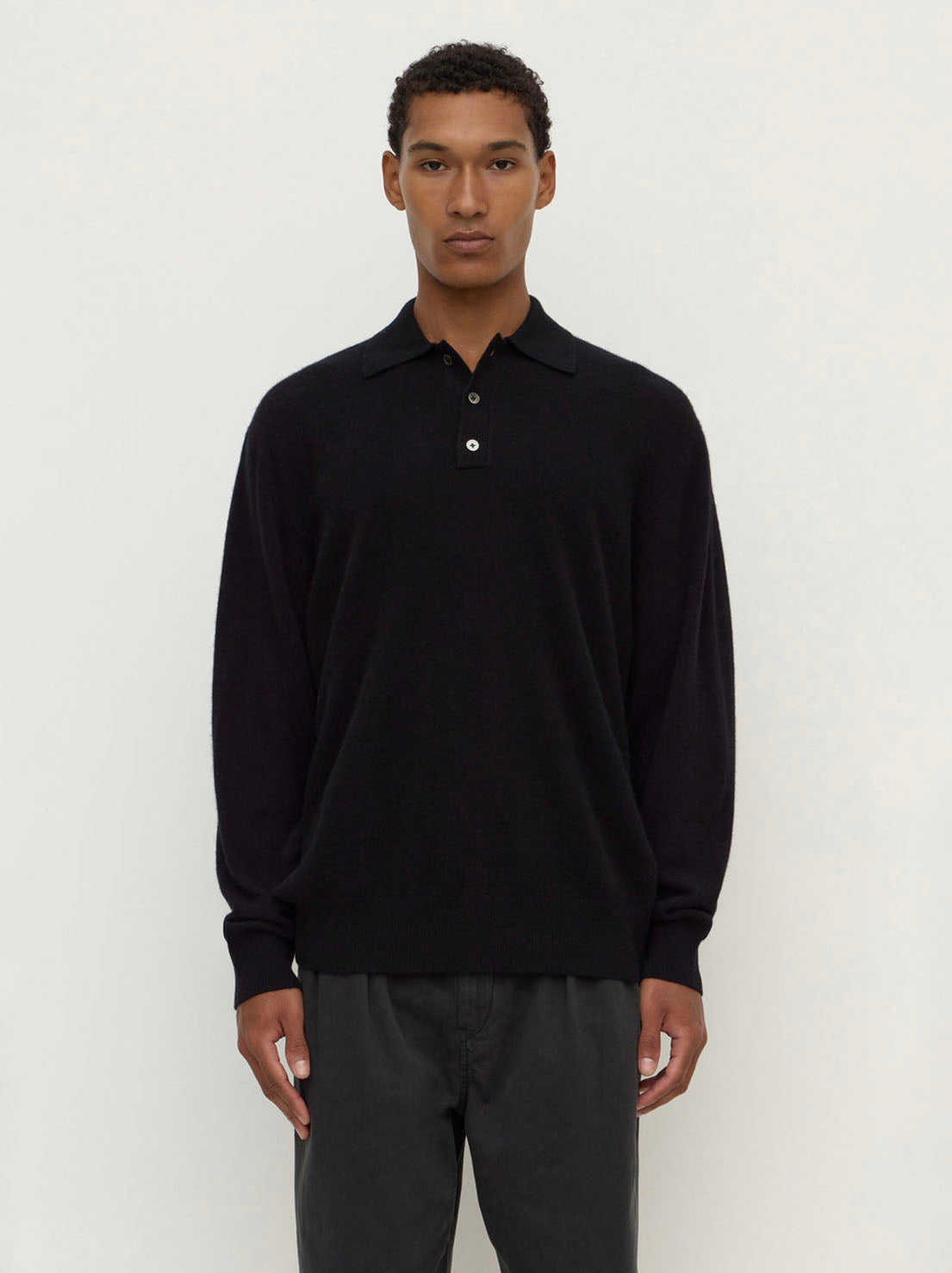 Assembly Label - Mens Cashmere Polo - Black