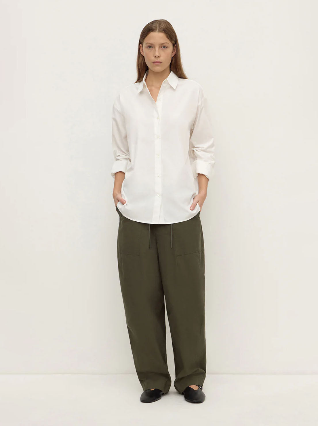 Assembly Label - Micha Poplin Long Sleeve Shirt - White