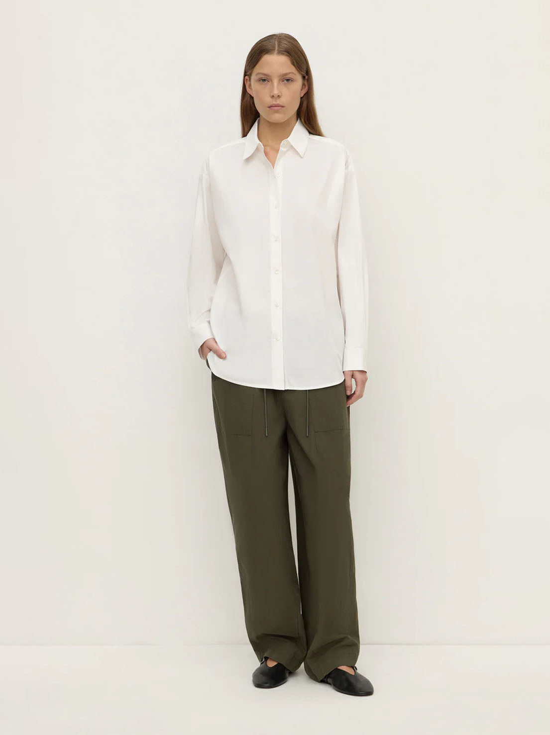 Assembly Label - Micha Poplin Long Sleeve Shirt - White