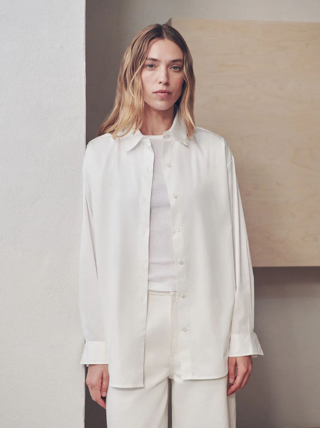 Assembly Label - Micha Poplin Long Sleeve Shirt - White