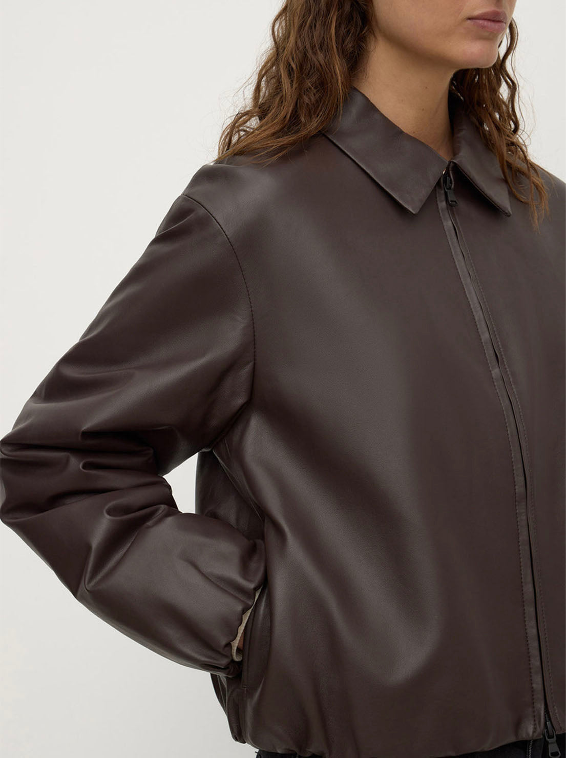 Assembly Label - Myra Leather Bomber Jacket - Ganache