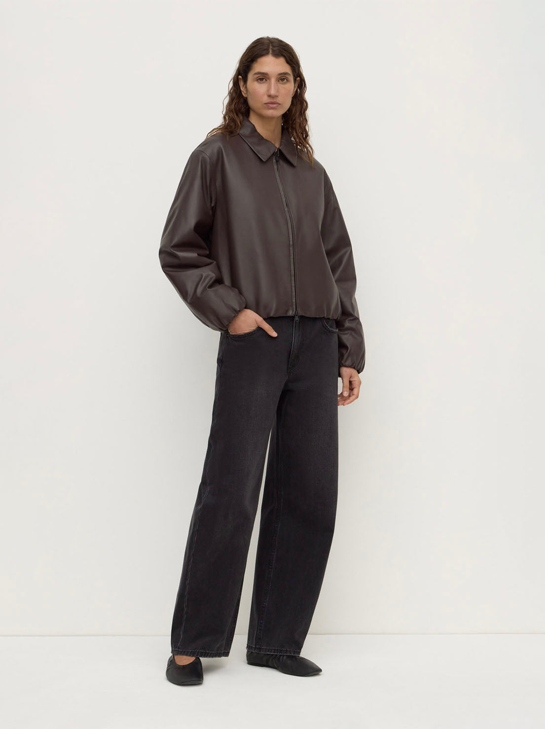 Assembly Label - Myra Leather Bomber Jacket - Ganache