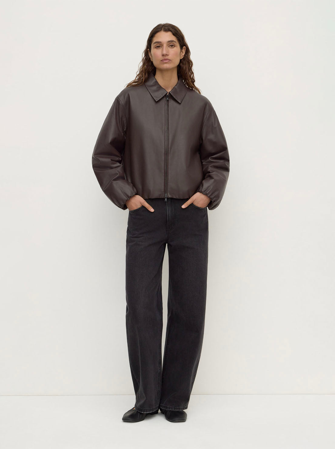Assembly Label - Myra Leather Bomber Jacket - Ganache