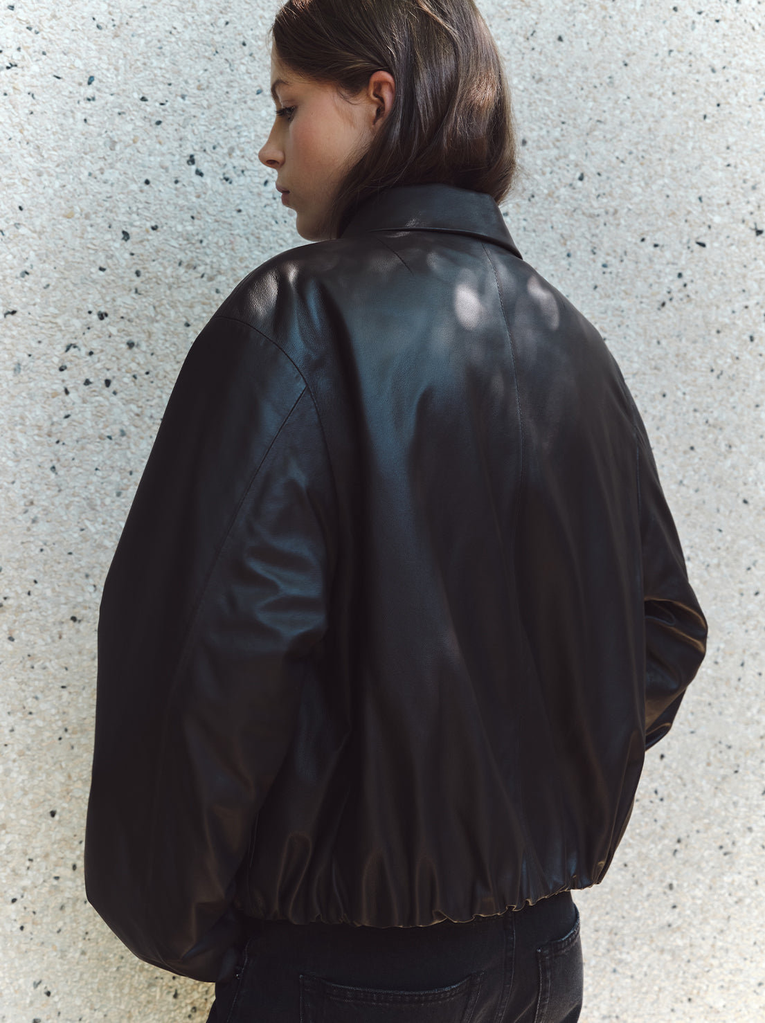 Assembly Label - Myra Leather Bomber Jacket - Ganache