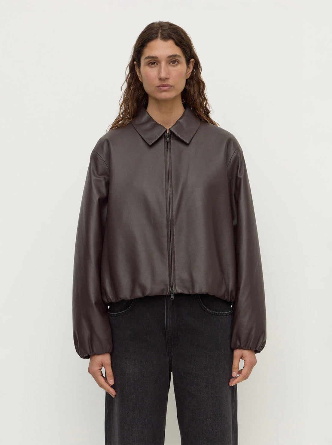 Assembly Label - Myra Leather Bomber Jacket - Ganache