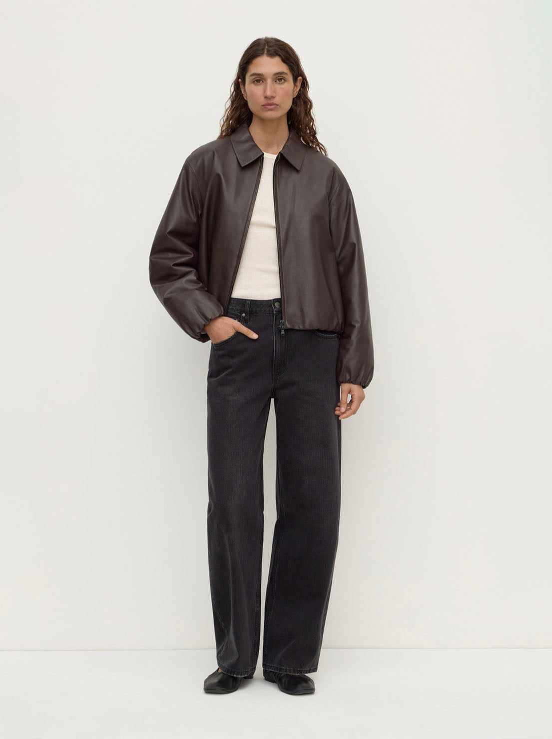 Assembly Label - Myra Leather Bomber Jacket - Ganache