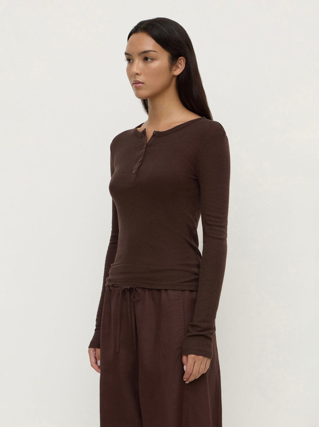 Assembly Label - Nora Merino Wool Henley - Ganache